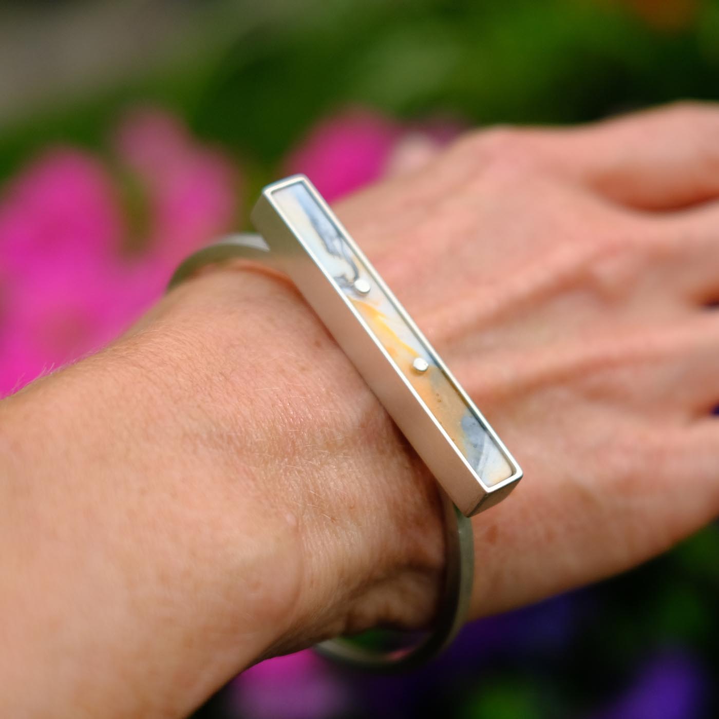 Legacy Bangle in Silver with Recycled Plastic